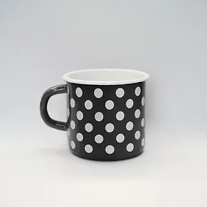 Сувенир,  Ярко Ярко, Кружка Горох (Черная) 8*8*8см, эмалированная сталь, объем 0,4л