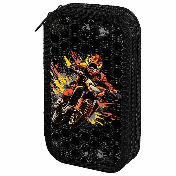 Пенал «Fire moto», 2 отделения, ламинированный картон, 19х11 см, Юнландия 3106014 — 1