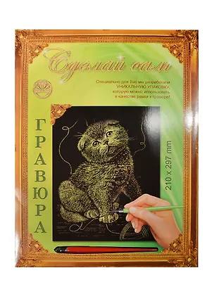 Гравюра Сделай сам Котенок Серебро (А-4) (210х297) (упаковка) 2333807
