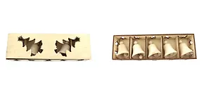 Заготовка деревянная для творчества, Новогодний набор Коробки елочки 5 предметов Короб 24*7*4/5см/Игрушки 5-6см