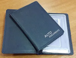 Обложка для автодокументов Люкс со сменным блоком /кожа/синяя 15АС-Л