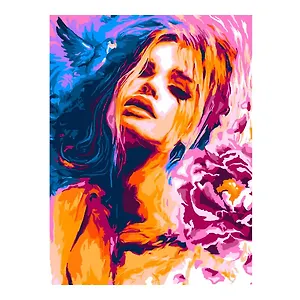 Картина по номерам на картоне "Девушка с цветком", 28,5х38 см