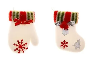 Подвеска текстиль красная (набор 2 шт) варежки сапожки 8 см 718508 2379584