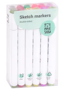 Маркеры для скетчинга 12цв MESHU двусторонние, цветочная гамма, MESHU