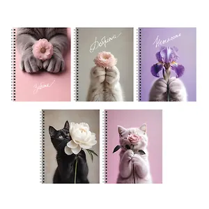 Тетрадь общая «Cat & Flowers» в ассортименте, 96 листов в клетку, А5 - Listoff