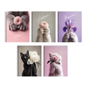 Тетрадь общая «Cat & Flowers», 96 листов в клетку, А5, в ассортименте - Listoff 3149254