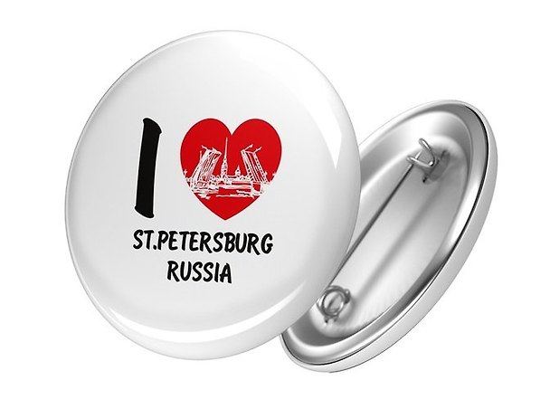 Сувенир, АКМ, Значок круглый "СПБ.I Love SPB" 4,4см, металл 357494 — 1