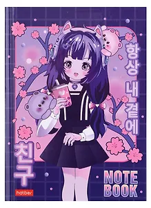 Записная книжка А6 48л кл. "Неко-Тян аниме" 7БЦ, глянц.ламинация