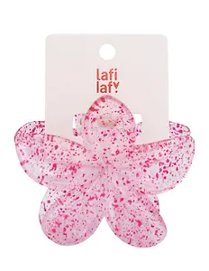 Заколка-крабик Цветок прозрачный/розовый узор (пластик) (12-253004-С7) (Lafilaf)