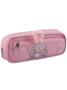 Пенал-косметичка из ткани на молнии, с дополнительным отделением "Ушки", розовый, Yoi
