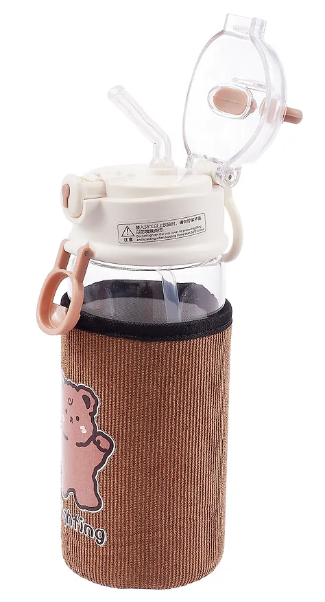 Бутылка в чехле вельвет с защелкой Kawaii Мишка (стекло) (450мл) 3088901 — 7