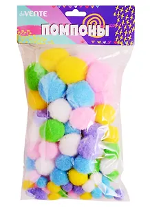 Набор помпонов для творчества deVENTE 100 штук ассорти, в пластиковом пакете с блистерным подвесом
