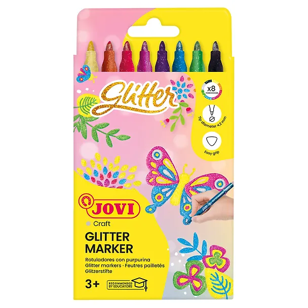 Фломастеры «Glitter» Carioca, 8 цветов, с блестками, смываемые 3050907 — 10