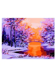 Холст с красками по номерам "Морозное утро", 17 х 22 см