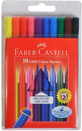 Фломастеры «Grip» Faber -Castell, 10 цветов, смываемые 214035