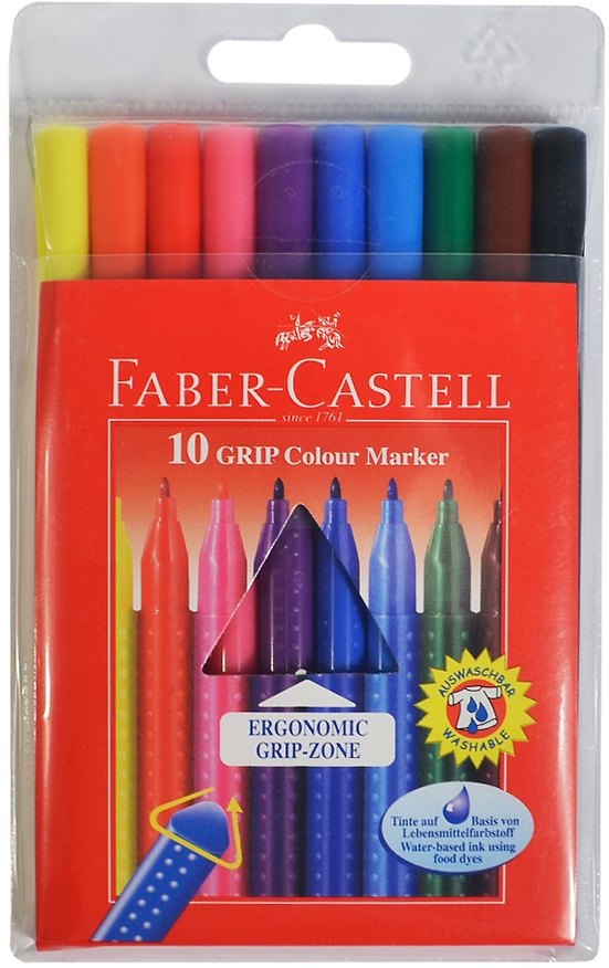 Фломастеры «Grip» Faber -Castell, 10 цветов, смываемые 214035 — 1