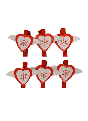 Набор Прищепки декор Сердце с крылышками (160074) (6шт) (упаковка) 2437458