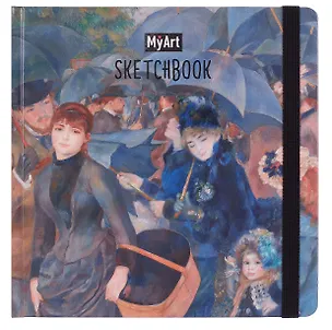 Скетчбук 200*200 80л "Пьер Ренуар. Зонтики" белый офсет 100г/м2, тв.подложка, мат.ламинация, резинка, ляссе 3090462