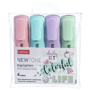 Текстовыделители 4 цвета "Newtone Pastel", Hatber 2978456