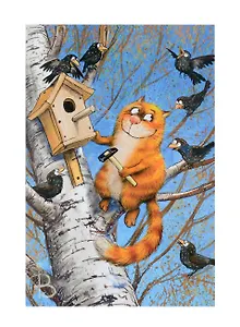 Открытка одинарная Птицелюб Зенюк Р. 16*11см 1077