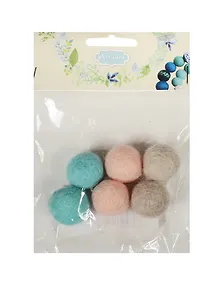 Набор бусин валяных из шерсти (2 см) (6 шт) (бир., роз., св.-сер.) (14-00941-J4)