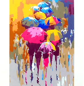 Картина по номерам на подрамнике "Зонты" (17х22)