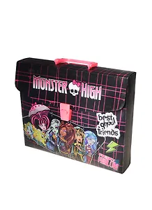 Портфель пластиковый А4 "Мonster high" на замке, с ручкой, Академия Групп