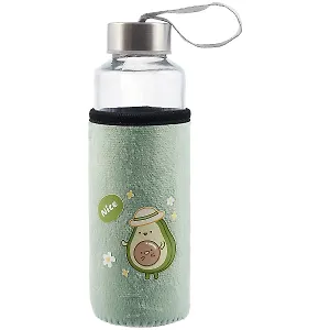 Бутылка в чехле велюр Авокадо (стекло) (400мл) (12-07229-DR300-16)