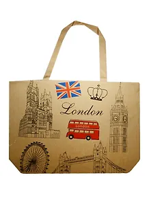 Сумка на молнии Автобус и достопримечательности Лондона (42х34) (текстиль) (12-11522-878)