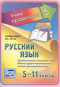 Русский язык. Правописание сложных слов. Имена существительные, имена прилагательные. 5-11 классы. Таблица-плакат