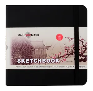 Скетчбук (12*12) 100л "Make your mark" черн.тв.переплет, резинка, ляссе, инд.уп.