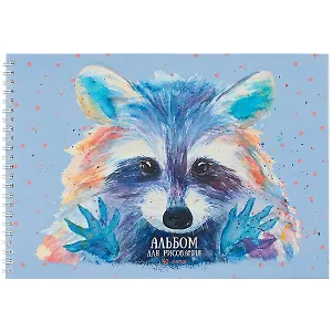Альбом для рисования Listoff, "Акварельный енот", А4, 40 листов, на гребне