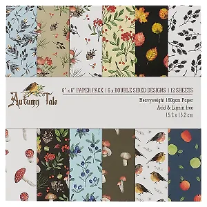 Бумага д/скрапбукинга Autumd Tale, 15,2*15,2см, 12 дизайнов, 12 листов, двусторонняя