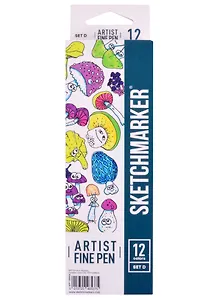 Ручки капиллярные 12цв Artist fine pen Basic 4, к/к, Sketchmarker