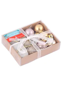 Набор елочных шаров Золотые капельки (12 шт) (пластик) (2см)