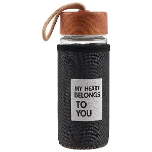 Бутылка в джинсовом чехле Надписи (стекло) (300мл) (12-07599-SK2OH193)