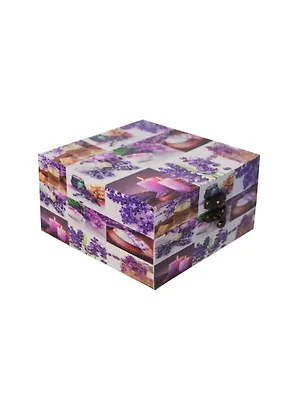 Шкатулка квадратная дерево Лаванда (106886) (15х15х9) 2400535