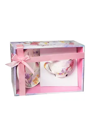 Набор Ирисы (чашка 240мл, блюдце) костяной фарфор (CS013 BON Iris Ирис) 2405418