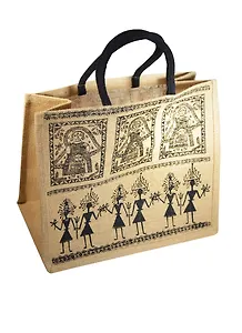 Джутовая сумка "Этническая" 43x34x19 см, длина ручки- 36 см, PB1481