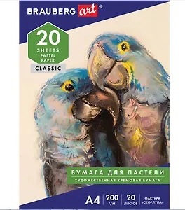 Папка для пастели А4 20л бумага слоновая кость ГОЗНАК 200г, тиснение Скорлупа, ART BRAUBERG