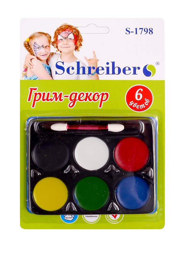 Краски для аквагрима (S-1798) (6 цв.) (блистер) (3+) (Schreiber) 2786774 — 1