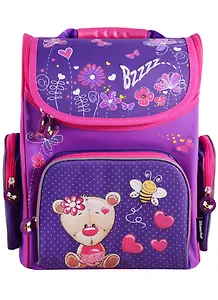 Ранец школьный "Мишка" 37*32*20, жёстк.спинка, светоотраж.эл-ты, вышивка, объемн.печать, инд.уп.