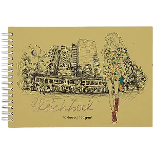 Скетчбук А5 40л "City girl" блок 160г/м2, тонир. картон, фольга, спираль