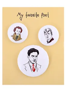 Набор значков My favorite Poet Поэты (металл) (2 шт 25мм, 1 шт 38мм)