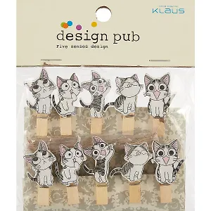 Прищепки декоративные с веревкой 10 шт. Котята веселые 2