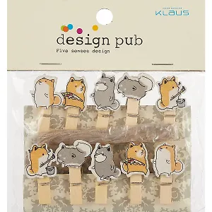 Прищепки декоративные с веревкой 10 шт. Собачки