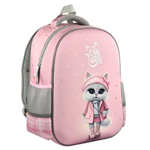 Ранец "Кошечка в пальто" 1 отделение, 27,5*37,5*14,5 см, 2 кармана