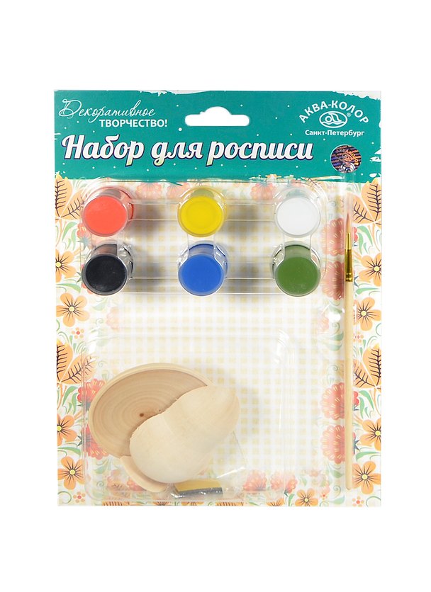 Набор для росписи Матрешка и тарелочка (магниты) (2шт) (К3123) (2 заготовки+2 магнита+6 красок -24мл+кисть) (блистер) 2414738 — 1