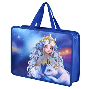 Папка для тетрадей А4 "ПРИНЦЕССА С ДРАКОНОМ" полипропилен, 34*25*9,5см, молния, дно с расширением, текст.ручки, УФ-печать 3047950