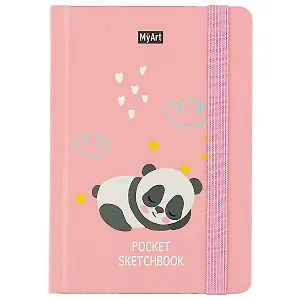 Скетчбук А6 48л "Pocket Скетчбук. Панда" белый офсет, резинка, тв.обложка